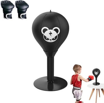 Desktop Bokszak, 40 x 17,7 cm met zuignap, tafelboksen ballen | Verbeterde stabiliteit, meerdere toepassingen zuignap stressverminderingsbal, bureau boksen ponsbal voor tafel en toonbanken
