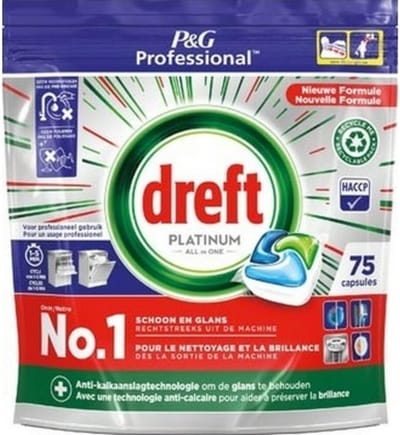 Dreft Platinum All In One Vaatwastabletten Regular - 3 x 75 stuks - Voordeelverpakking
