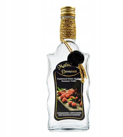 Bimberek Malinówka Domowa - Decoratieve Fles - 500ml - Sterk Glass - Inclusief Sierkoord en Dop