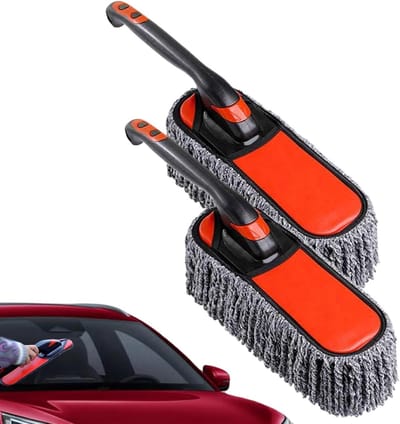 Auto Dashboard Plumeau - Reinigingsborstel Set - Auto Interieur Reinigen - Wasbaar Microvezel - 65 cm - Grijs