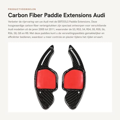 Dailygoods- Versnellingspeddel Carbon Fiber - Paddle Extender - Geschikt voor S3/RS3/S4/RS4/S5/RS5 - Type 4L/2005-2011 - Voor diverse Audi modellen - Versterkt ontwerp - Peddeluitbreiding