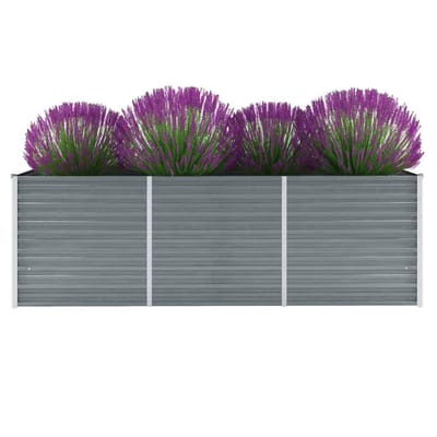 vidaXL - Plantenbak - verhoogd - 240x80x77 - cm - gegalvaniseerd - staal - grijs