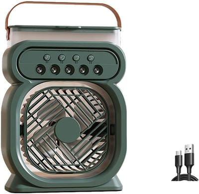 USB-aangedreven bureauventilator, perfect voor studenten, reizigers en kampeerders (groen).