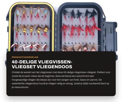Dailygoods- Vliegset 40-delig - Waterdichte Vliegendoos - Vliegen voor Forel/Baars/Panvis - Nymphs - Handgebonden Vliegen - Effectief voor Stilstaand/Stromend Water