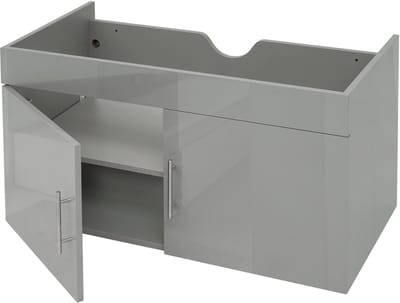 Wastafelonderkast MCW-D16, wastafelonderkast badkamermeubel, hoogglans 90cm ~ grijs