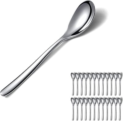 Set van 24 Roestvrijstalen Theelepels van 14 cm - Ideaal voor IJs, Dessert en Koffie, Vaatwasserbestendig