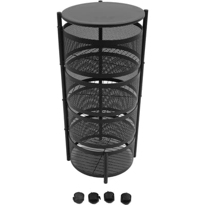 Keuken Draaiend Opbergrek Koolstofstaal Verhoogdhek met 4 Wielen Draaiende Mand voor Fruit 4 Layers Size: 26x26x54cm / 10.24x10.24x21.26in zwart
