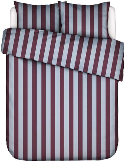 Essenza Minte Stripe Dekbedovertrek Mauve wine - Ice blue - Lits-Jumeaux - 240x200/220 cm