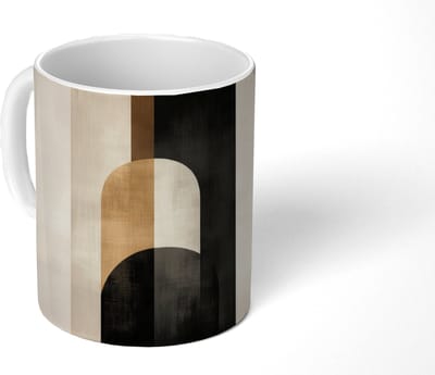 Mok - Koffiemok - Geometrische - Vormen - Wit - Mokken - 350 ML - Beker - Koffiemokken - Theemok