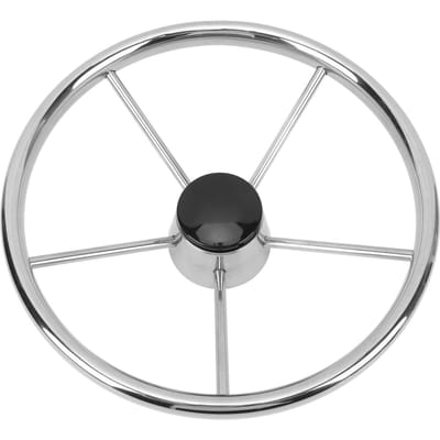13 1 2 Inch Marine Stuurwiel 5 Spaaks 25 Graden Roestvrij Staal Bootstuurwiel met Middenkap en Handvat voor white