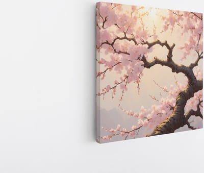 Saammp Canvas Schilderij - Roze bomen in zonsondergang - Abstract - 20x20 - Foto op canvas - Wanddecoratie - Muurdecoratie Woonkamer - Kantoor Decoratie