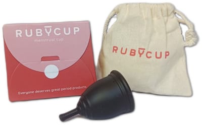 Ruby Cup Menstruatiecup – Herbruikbaar – Medisch Siliconen – 100% Vegan - Duurzaam & Comfortabel - medium - Zwart