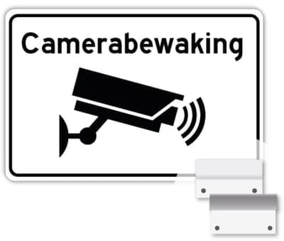 Camerabewaking bord - Weerbestendig Aluminium - 40x60 cm - Bevestiging: Met muur-/ wandmontage beugels