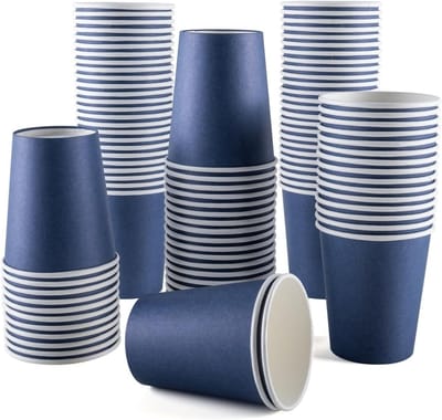 100-Pack 9oz (250ml) Marineblauwe Papieren Bekers voor Feesten - Perfect voor Verjaardagen, Catering en Evenementen met Warme en Koude Dranken