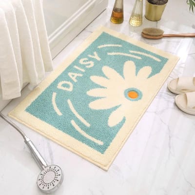 Verse Ins Wind Kleine Madeliefjes Getuft Vloerkleed Huishouden Badkamer Deur Tapijt Badkamer Antislip Mat Absorberende Voetmat 38x58cm
