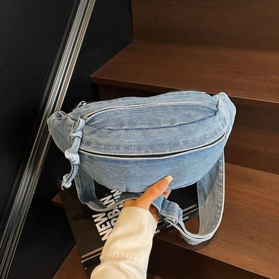 Nieuwe Denim Schouder Borsttas voor Dames Sportief Casual Eenvoudig Modieus Taille Tassen Mobiele Telefoon Crossbody Tas voor Mannen