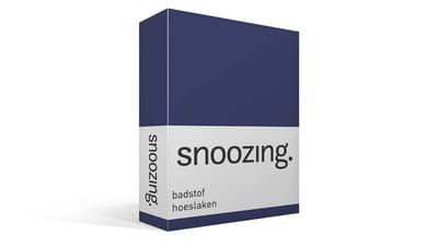 Snoozing - Badstof - Hoeslaken - Eenpersoons - 100x200 cm of 90x200/220 cm - Navy
