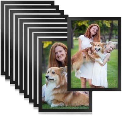 PromoHome 10 stuks magnetische fotolijsten A5 formaat - Zelfklevende wanddisplay met magneetsluiting - Diamond painting frame - Bladhouder voor documenten en posters - Zwart