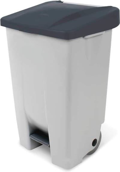 Afvalcontainer 10L met dubbel openingssysteem en zilver metallic afwerking