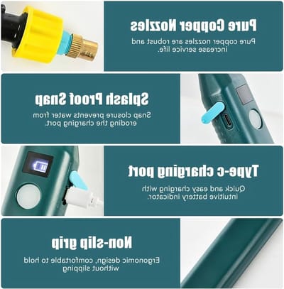 Draadloze elektrische tuinbesproeiing met USB-oplading, 3 verstelbare sproeikoppen en 5 m slang voor optimale plantverzorging