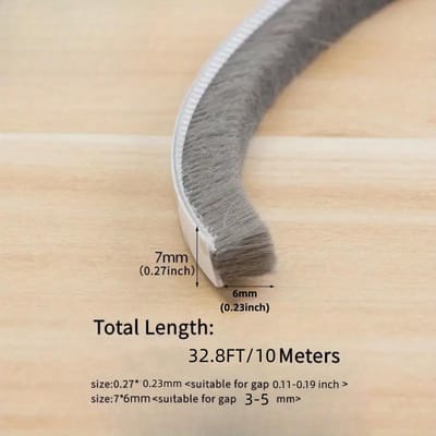 32.8ft Tochtstrip Deur Raam Afdichtingsstrip Zelfklevend Sterke Hechting Geluidsisolatie Tochtstopper Stofdicht 6mm&7mm&10M