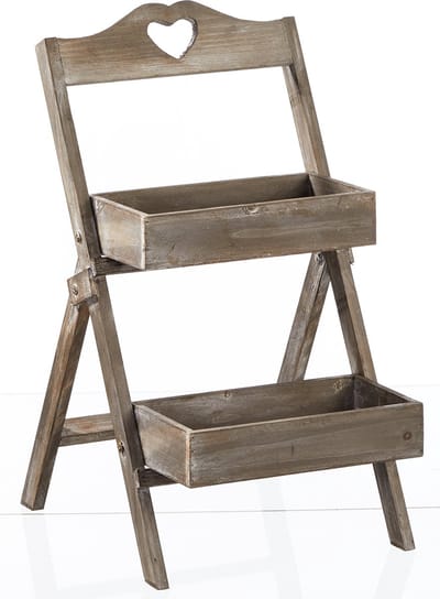 Cepewa Plantenrek/plantentafel - hout - 2 verdiepingen - opvouwbaar - 32 x 45 x 60 cm