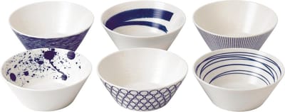 Royal Doulton Pacific - Schaaltjes - Ontbijtkom - Porselein - Wit / Blauw - ⌀ 16 cm - 6 Stuks