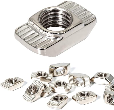 80 stuks T-slot moeren met 10 mm en M8 schroefdraad, carbonstalen hamermoeren voor 4040 aluminium profielen, geschikt voor constructies en projecten