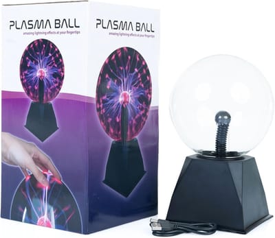 Plasma Bol - Interactieve Lamp - Wetenschappelijk Speelgoed - Touch En Geluid Respons - 6 Inch Diameter - Zwart
