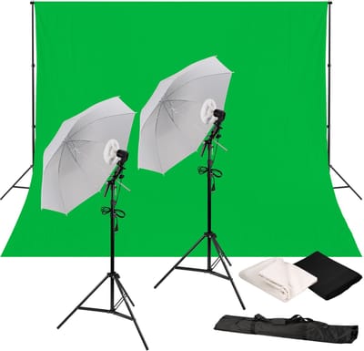 BRESSER BR-240B LED Daglichtset - Fotostudio Set met Achtergronddoeken en LED Verlichting - Voor Fotografie en Video