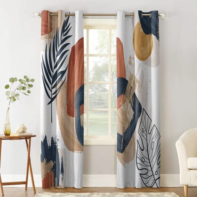 Verduisterend Gordijn Mid-Century Boho Thermisch Geïsoleerde Privacy Gordijnen Slaapkamer Keuken Woonkamer Hoge Verduisteringsgordijnen W55 X H120cm X 2&HOOK