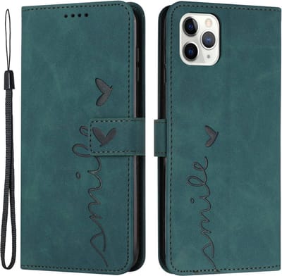 Coverup Hoesje - Geschikt voor iPhone 12 / 12 Pro Hoesje - Coverup Smile Book Case - Groen