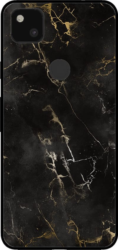 Smartphonica Telefoonhoesje voor Google Pixel 4A met marmer opdruk - TPU backcover case marble design - Zwart geschikt voor Google Pixel 4A
