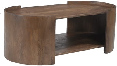 DÉJA Living Salontafel Xandrine Walnoot – Ovaal Mangohout – Donkerbruin – Japandi – 110x60x40 cm