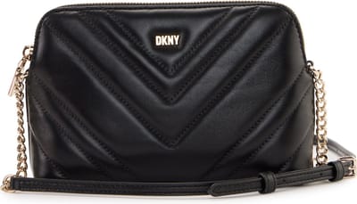 DKNY Leren Schoudertas Madison Crossbody Blk / Gold Zwart