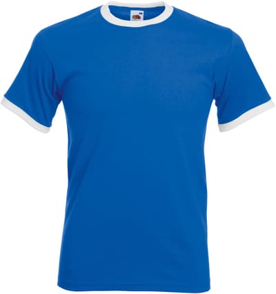 Fruit Of The Loom Heren Ringer T-shirt met korte mouwen (Royaal Blauw/Wit)