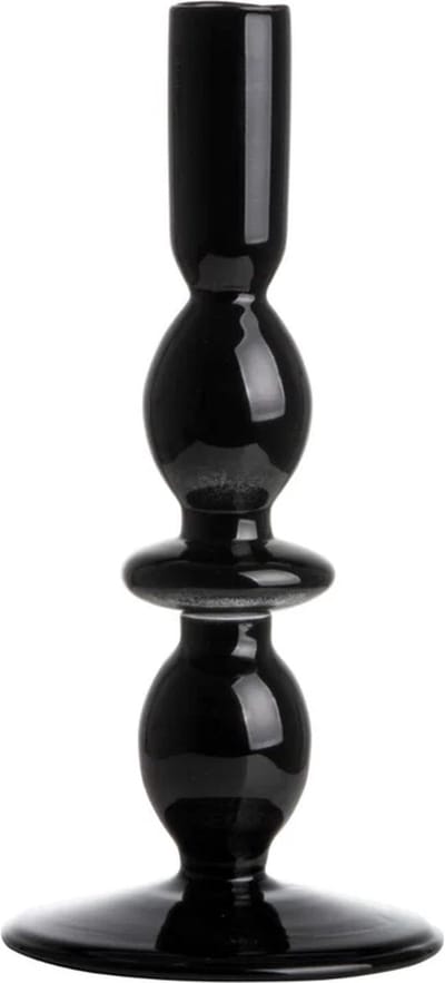 Gusta - Kandelaar - Zwart - ø9x19cm - Glas