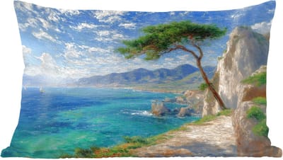 Sierkussens - Kussentjes Woonkamer - 60x40 cm - Rotsen - Kustlijn - Boom - Bergen