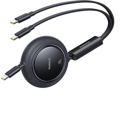 Baseus 3-In-1 Spiraalkabel Usb-C Naar 2Xusb-C 100W 1,2M Voor Snel Opladen