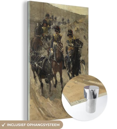 ® Glasschilderij 120x180 cm - Schilderij acrylglas - De Gele Rijders - Schilderij van George Hendrik Breitner - Foto op glas - Muurdecoratie woonkamer - Wanddecoratie slaapkamer - Schilderijen