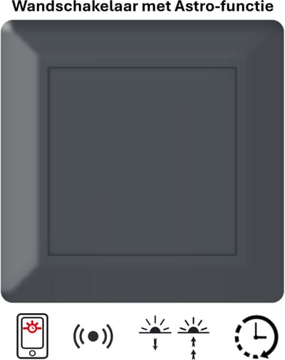Freelux Drukknop | Astro Tijdschakelaar | Bluetooth | Led Schakelaar | 230VAC/10A | Antraciet mat gelakt