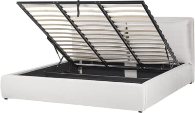 BAJONNA - Bed met opbergruimte - Gebroken wit - 180 x 200 cm - Fluweel
