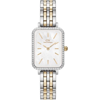 Daniel Wellington DW Watch Quadro Lumine Bezel 5-Link Two-Tone MOP 20x26mm Silver