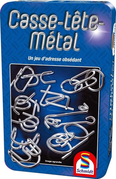 Metalen Puzzel - Puzzelspel - Ontspanning - 12 Unieke Puzzels - 18.3 x 11.5 x 3.9 cm - Blauw