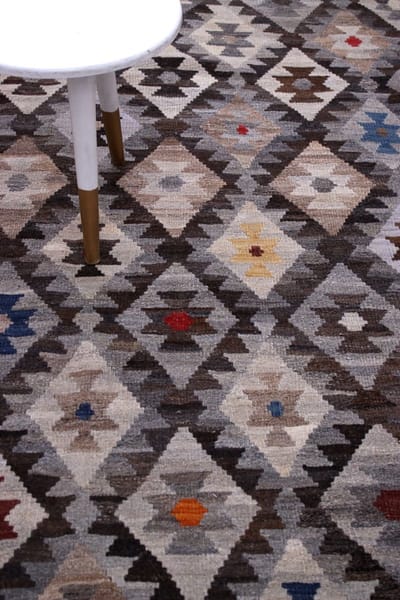 Kleurrijk Tapijt Laagpolig Handgeweven Wollen Vloerkleed - Koho Afghan Kelim 288x198 - 288x198cm- Modern - Woonkamer - Salon - Slaapkamer - Eetkamer