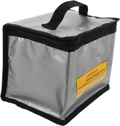 Batterij Opbergtas - Batterijzak Brandwerend - Veilig Opladen - Explosieveilig Materiaal - 22 x 16 x 15 cm - Zilver