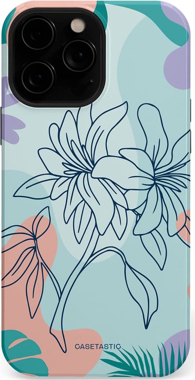 Casetastic Hoesje Geschikt voor Apple iPhone 13 Pro Max Magsafe - Stijlvolle Beschermende Duo-layer Case - Mint Bloemprint
