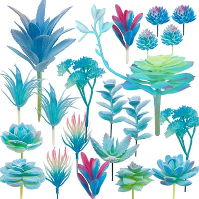Kunstmatige Succulenten Set van 20 Stuks, Blauwe Nepplanten voor Thuisdecoratie, Binnen- en Buitentuinen, Perfect voor Verjaardagen en Creatieve Projecten