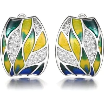 Nouvelles Boucles d'Oreilles Émail Premium Fête d'Anniversaire Design Feuille Bijoux en Gros d'Intérêt Particulier white