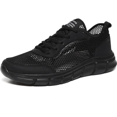 Mesh Ademende Sneakers voor Heren Zomer Lichtgewicht Veterschoenen Heren Tennisschoenen Wandelschoenen Nieuwe Holle Hardloopschoenen 46 zwart